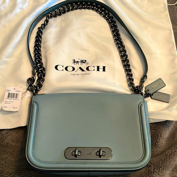 NWT Coach Crossbody - Sage/Seafoam Blue/Green Leather - Picture 1 of 7